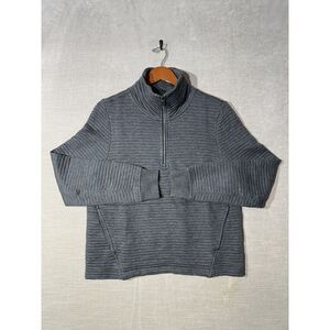NWTS Athleta Ottoman Ribbed 1/4 Zip Sweatshirt Soft Pullover Gray Womens Medium‎